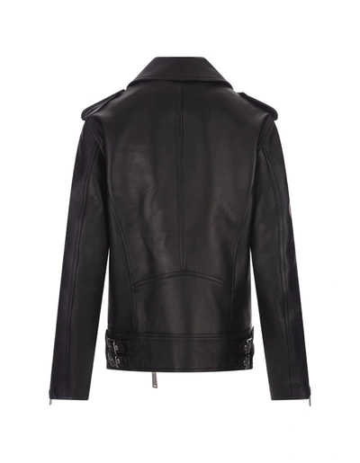 Shop Dsquared2 Leather Boyfriend Jacket In Black
