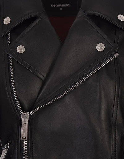 Shop Dsquared2 Leather Boyfriend Jacket In Black