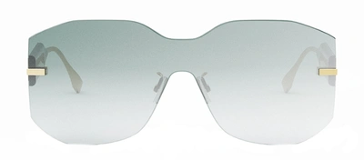 Shop Fendi Graphy Fe 40067u 30p Shield Sunglasses In Blue