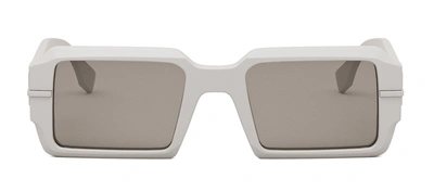 Shop Fendi Fe 40073 U 20e Rectangle Sunglasses In Brown