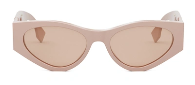 Shop Fendi Fe 40049 I 72y Cat Eye Sunglasses In Brown