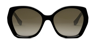 Shop Fendi Fe 40112 I 01f Butterfly Sunglasses In Brown