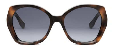 Fendi The  Lettering 57mm Gradient Butterfly Sunglasses In Grey