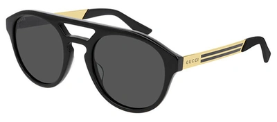 Shop Gucci Gg0689s 001 Aviator Sunglasses In Grey