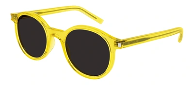 Shop Saint Laurent Sl 521 009 Round Sunglasses In Grey