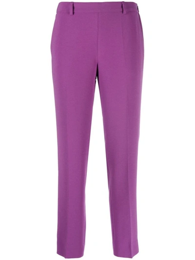 Shop Alberto Biani Straight Leg Cady Trousers In Purple