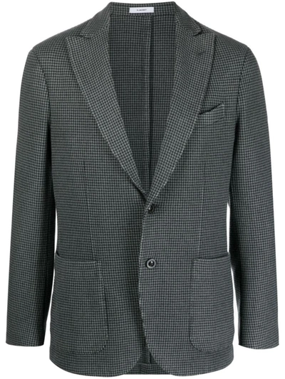 Shop Boglioli Houndstooth Print Single-breasted Wool Jacket In Grey