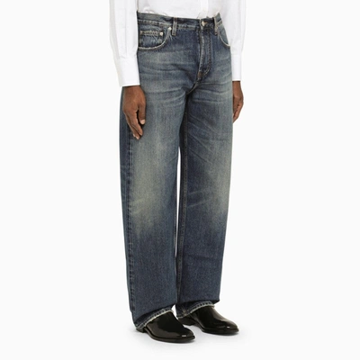 Shop Burberry Vintage-effect Regular Denim Jeans Men In Blue