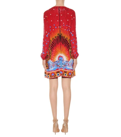 Shop Valentino Sequinned Silk Minidress In Red