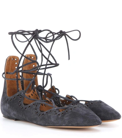 Shop Isabel Marant Leoni Suede Ballerinas In Faded Llack