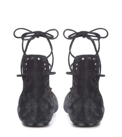 Shop Isabel Marant Leoni Suede Ballerinas In Faded Llack