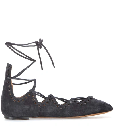 Shop Isabel Marant Leoni Suede Ballerinas In Faded Llack