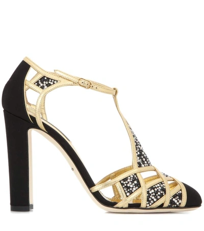 Shop Dolce & Gabbana Crystal-embellished Satin And Leather Pumps In No