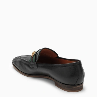 Shop Gucci Black Leather Loafer With Web Men