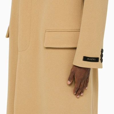 Shop Marni Beige Tailored Coat In Virgin Wool Men In Cream
