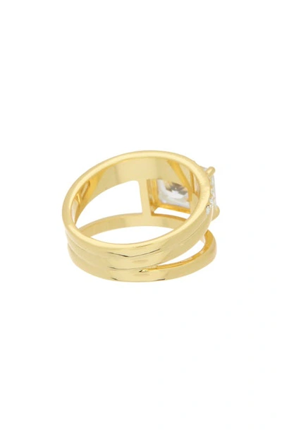 Shop Covet Crystal Double Band Ring In Gold