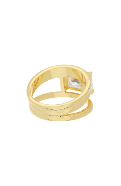 Covet Crystal Double Band Ring In Gold