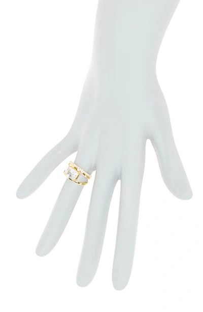 Shop Covet Crystal Double Band Ring In Gold