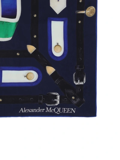 Shop Alexander Mcqueen Scarves In Navy/ivory