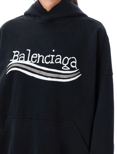 Shop Balenciaga Political Hoodie Large Fit In Black