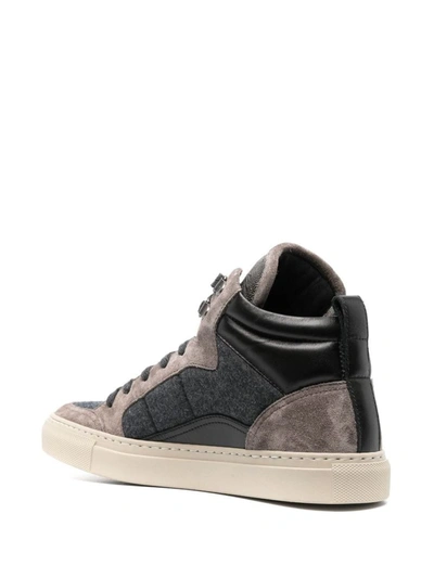 Brunello Cucinelli Panelled High-top Sneakers In Brown