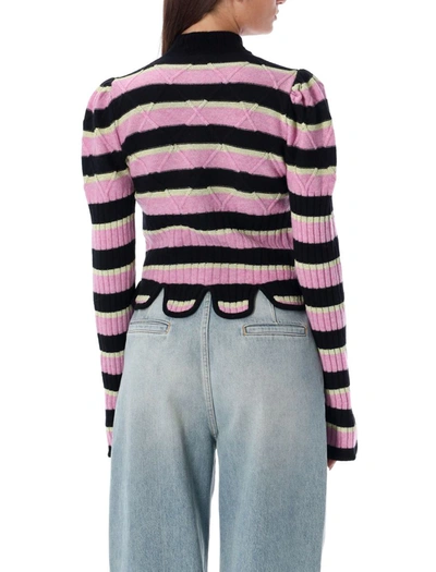 Shop Cormio Divna Knit Zip Up Stripes In Pink Yellow