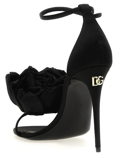 Shop Dolce & Gabbana Flower Sandals In Black