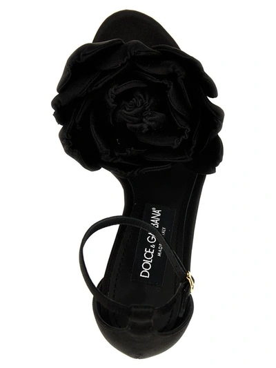 Dolce & Gabbana Keira 105 Satin Bow Sandals In Patent Leather In Black