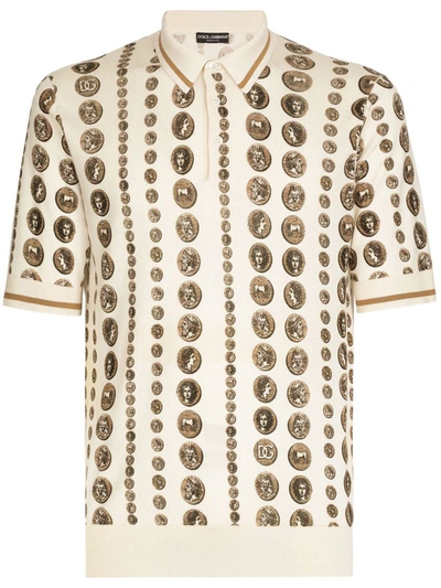 Shop Dolce & Gabbana Silk Polo Shirt In White