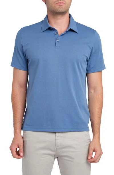 Shop Zachary Prell Stretch Knit Polo In Azure Blue