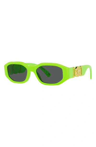 Shop Versace Kids' 48mm Small Rectangle Sunglasses In Fluorescent Green / Dark Grey