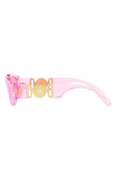 Shop Versace Kids' 48mm Small Rectangle Sunglasses In Transparent Pink / Fuchsia