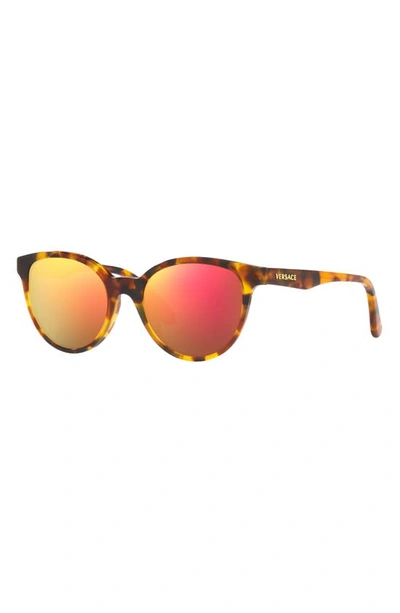 Shop Versace Kids' Phantos 46mm Small Round Sunglasses In Havana / Dark Violet Red