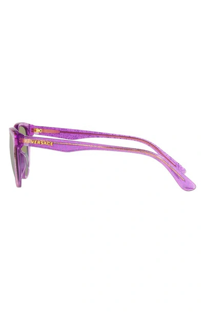 Shop Versace Kids' Phantos 46mm Small Round Sunglasses In Lilac Glitter / Grey Violet