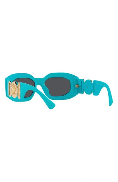 Shop Versace 53mm Rectangular Sunglasses In Azure