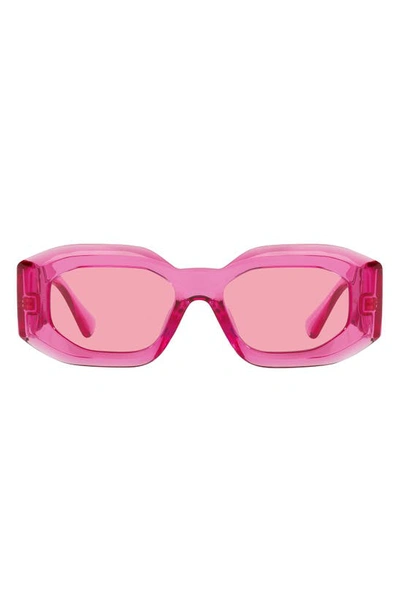 Shop Versace 53mm Rectangular Sunglasses In Red Pink