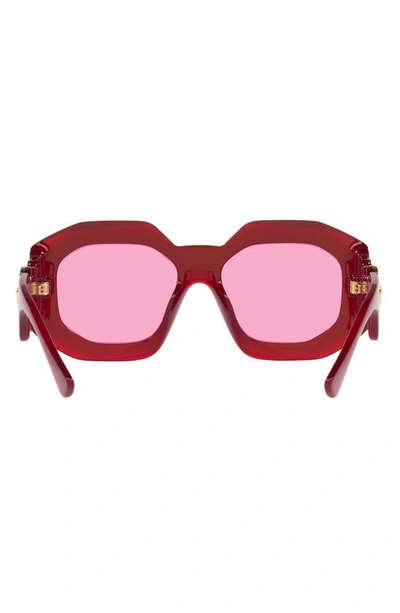 Shop Versace 56mm Square Sunglasses In Trans Red