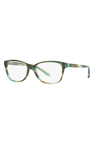 Tiffany & Co 52mm Square Optical Glasses In Havana Blue