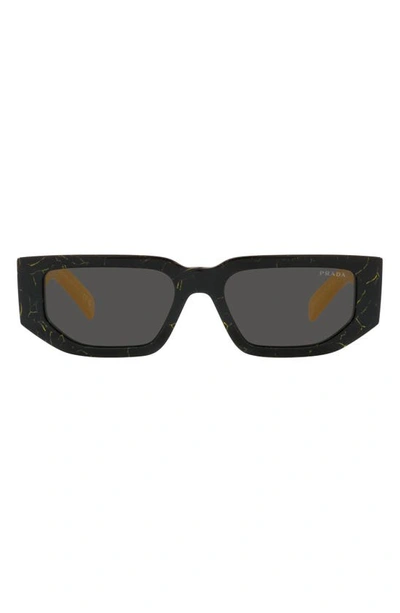 Shop Prada 56mm Rectangular Sunglasses In Dark Grey