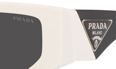 Shop Prada 56mm Rectangular Sunglasses In Bone