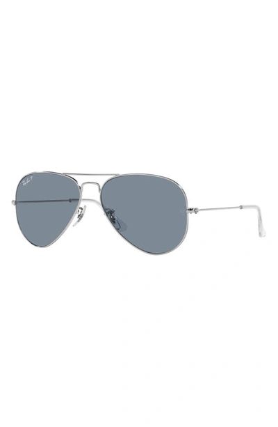 Shop Ray Ban Aviator 55mm Sunglasses In Silver