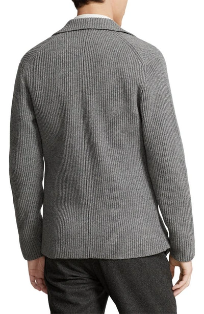 Shop Polo Ralph Lauren Wool Blend Knit Blazer In Charcoal