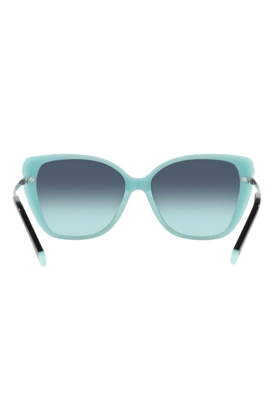 Shop Tiffany & Co 57mm Gradient Cat Eye Sunglasses In Black Blue