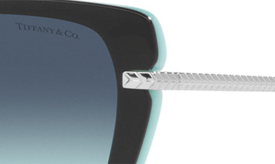 Shop Tiffany & Co 57mm Gradient Cat Eye Sunglasses In Black Blue