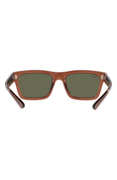 Ray Ban Warren 57mm Polarized Rectangular Sunglasses In Brown Transparent