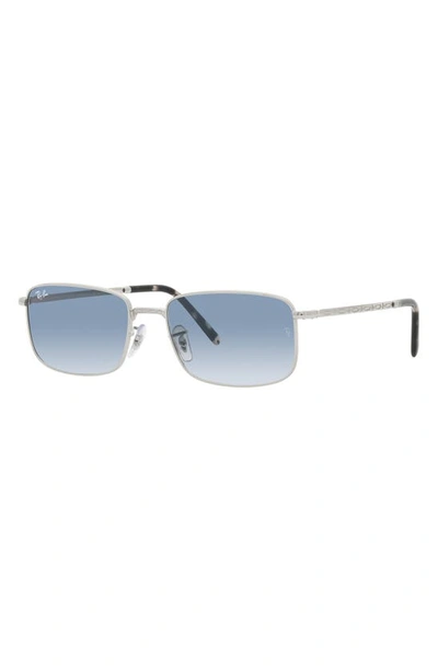Ray Ban 60mm Gradient Rectangular Sunglasses In Silver