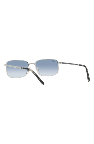 Ray Ban 60mm Gradient Rectangular Sunglasses In Silver
