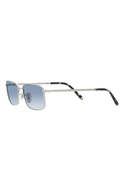 Ray Ban 60mm Gradient Rectangular Sunglasses In Silver