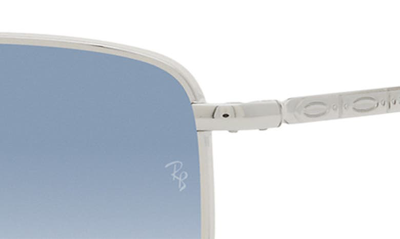 Ray Ban 60mm Gradient Rectangular Sunglasses In Silver