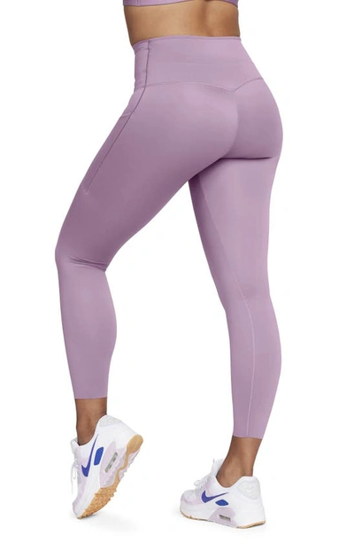 Shop Nike Dri-fit Go High Waist 7/8 Leggings In Violet Dust/ Black